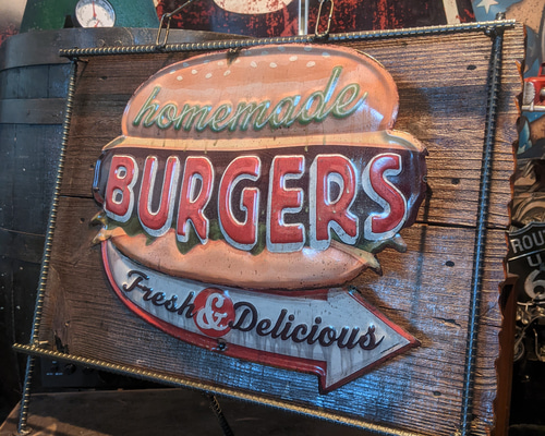 アメリカンダイナー/ ハンバーガー 立体式サインボード/ BURGERS アメリカンダイナー/ ハンバーガー 立体式サインボード/ BURGERS