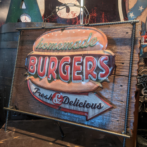 アメリカンダイナー/ ハンバーガー 立体式サインボード/ BURGERS 看板