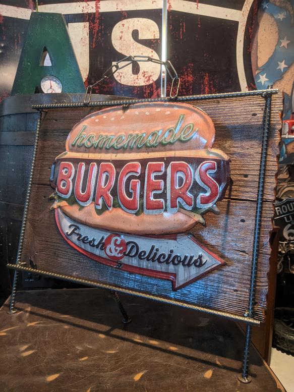 品質は非常に良い アメリカンダイナー/ BURGERS 立体式サインボード/ ハンバーガー その他