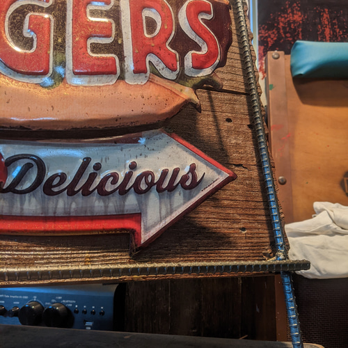アメリカンダイナー ハンバーガー 立体式 壁掛け看板 BURGERS