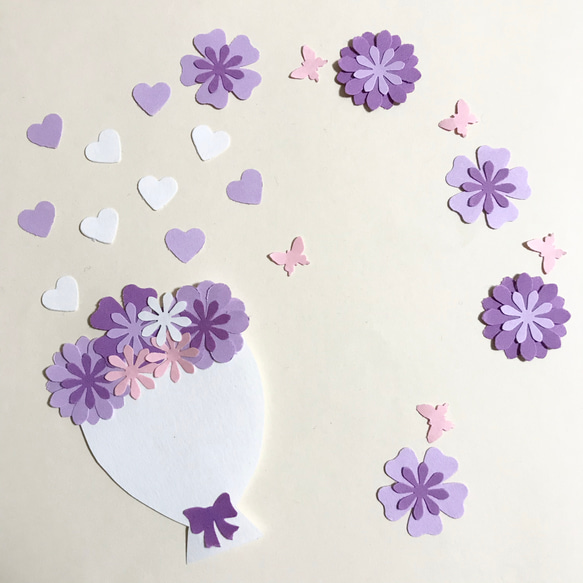 A10》 メッセージが書ける花束（パープル&ホワイト）☆クラフトパンチ