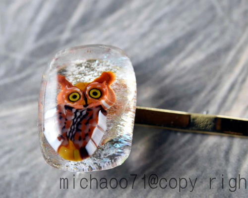 フクロウのトンボ玉 ガラスのジュエリー ペンダントトップ 12835-451 00b77d8a8f514e904ae132bca7cd60