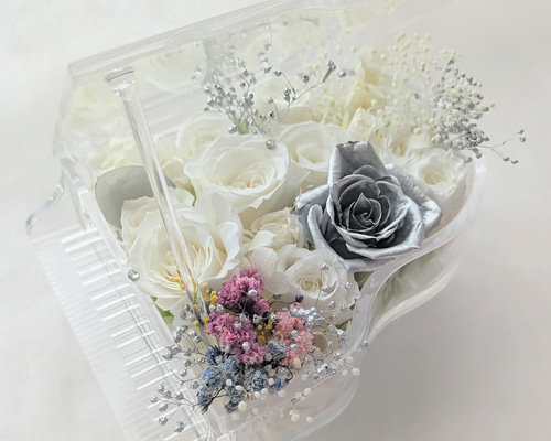 プリザーブドフラワー／グランドピアノシリーズ】ホワイトローズ