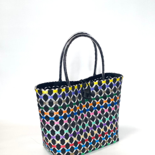 受注制作～プラかごバッグ☆ブラックxカラフル☆ かごバッグ chirinta