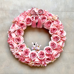 No.wreath-15512/薄ピンクバラのひな祭りリース (4) 38cm/アーティフィシャルフラワー造花 18枚目の画像