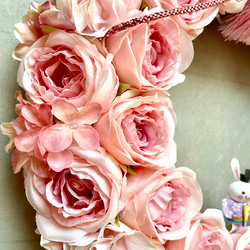 No.wreath-15512/薄ピンクバラのひな祭りリース (4) 38cm/アーティフィシャルフラワー造花 9枚目の画像