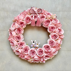 No.wreath-15512/薄ピンクバラのひな祭りリース (4) 38cm/アーティフィシャルフラワー造花 12枚目の画像
