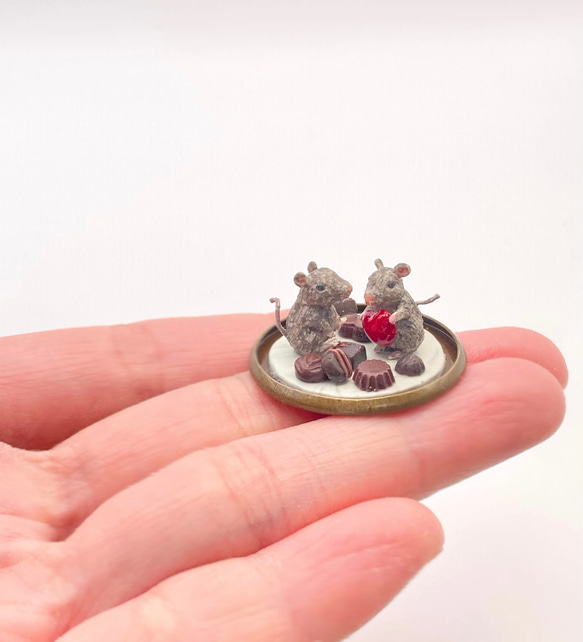 バレンタインガラス細工ミニチュア