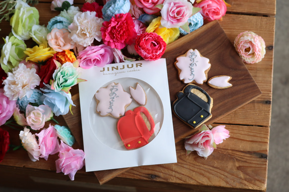 内祝いに、お祝いに☆桜とランドセルのアイシングクッキーセット 1枚目の画像