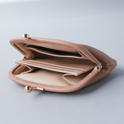 送料無料 小さい財布 革巻き がま口 シュリンクスムース ミニ財布 ガマ口 ガマグチ ペールピンク 桜色 7枚目の画像