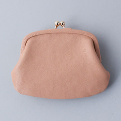 送料無料 小さい財布 革巻き がま口 シュリンクスムース ミニ財布 ガマ口 ガマグチ ペールピンク 桜色 6枚目の画像