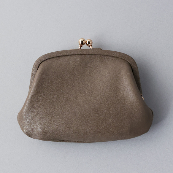 送料無料 小さい財布 ミニマム 革巻き がま口 国産 シュリンクスムース ミニ財布 ガマ口 ガマグチ トープ 4枚目の画像