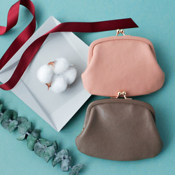 送料無料 小さい財布 ミニマム 革巻き がま口 国産 シュリンクスムース ミニ財布 ガマ口 ガマグチ トープ 3枚目の画像