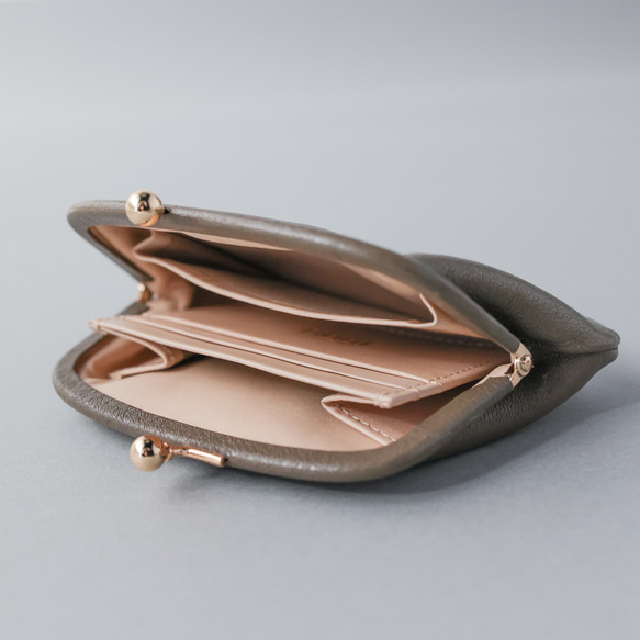 送料無料 小さい財布 ミニマム 革巻き がま口 国産 シュリンクスムース ミニ財布 ガマ口 ガマグチ トープ 5枚目の画像