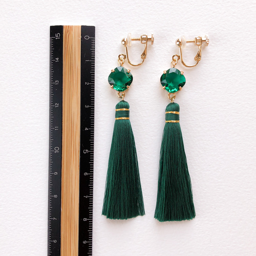 B品】ジュエリー タッセル col.エメラルドグリーン【ピアス/イヤリング