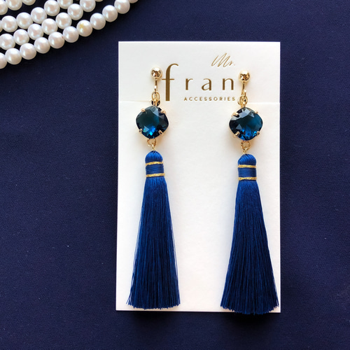 ラスト1】ジュエリー タッセル col.ロイヤルブルー【ピアス/イヤリング