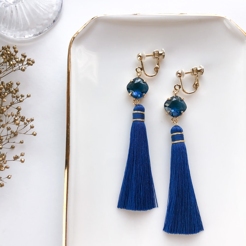 ラスト1】ジュエリー タッセル col.ロイヤルブルー【ピアス/イヤリング