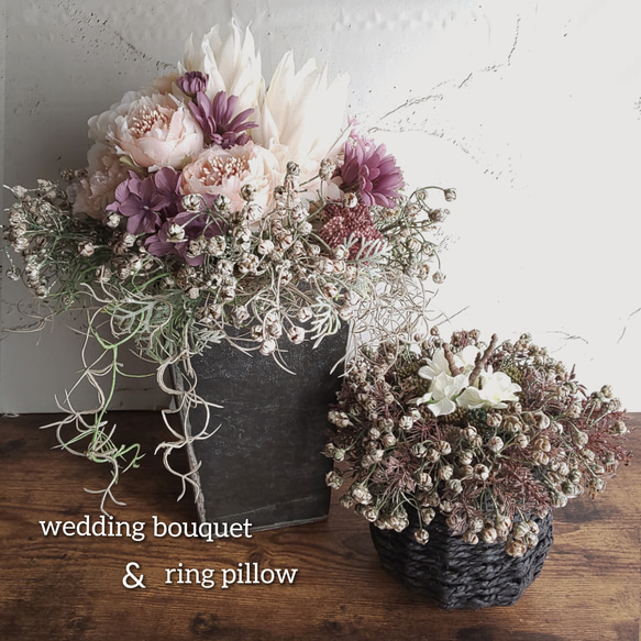 *wedding & interior  bouquet＊プロテア&スパニッシュモス フェイクブーケ 6枚目の画像