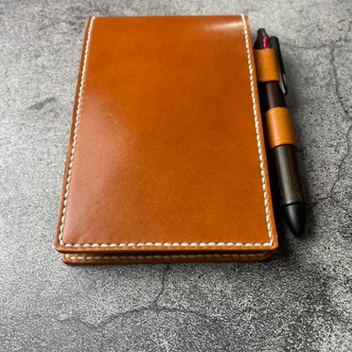 手縫】ハーフノートNOLTY用キャメル色本革カバー※横型スリムNTBNT3106