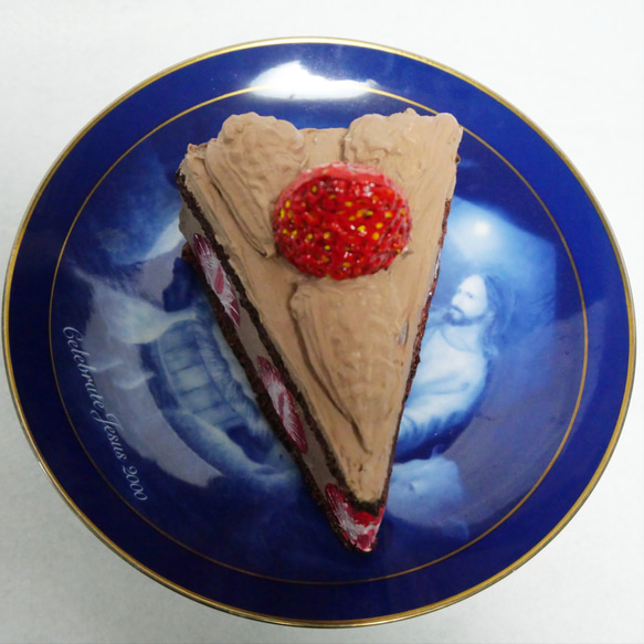 油絵オブジェ【苺のチョコレートショートケーキ】 6枚目の画像