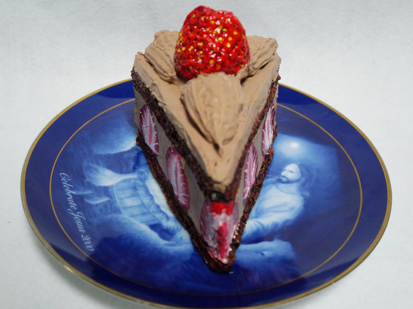 油絵オブジェ【苺のチョコレートショートケーキ】 9枚目の画像