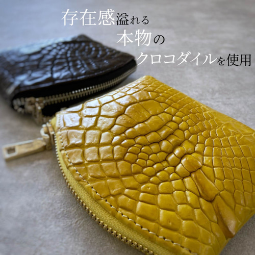 クロコダイル 本革 ワニ 長財布 ウォレット かぶせ蓋 三つ折り