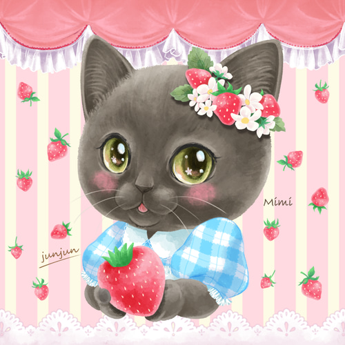いちご購入 動物イラストのペット雑貨 うちの子アイコン☆いちご グッズ化も可能 (犬 猫 ペット