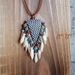 【１点限り】fringe beads necklace - dagger beige 4枚目の画像