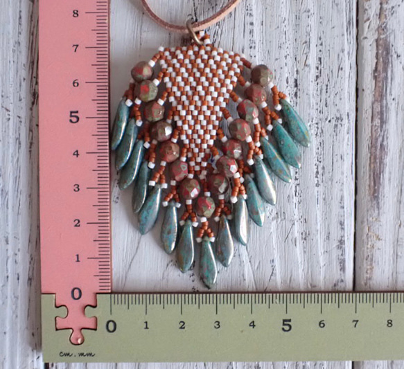 【１点限り】fringe beads necklace - dagger green 3枚目の画像