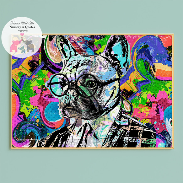 アートパネル　アート　絵画　絵　ポスター　壁掛け　額縁　フレンチブルドッグ　犬 Amazon.co.jp: 水彩犬 アート ポスター フレンチ ブルドッグの