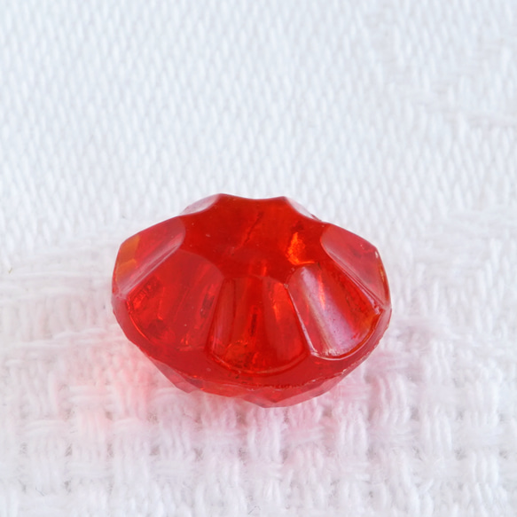 (1個) 13mm チェコ製 ヴィンテージガラスボタン 赤 ルビー 8枚目の画像