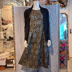 大島紬ジャンパースカート・ワンピース・リボンベルト・２WAY　着物リメイク  M~Lサイズ　 1枚目の画像