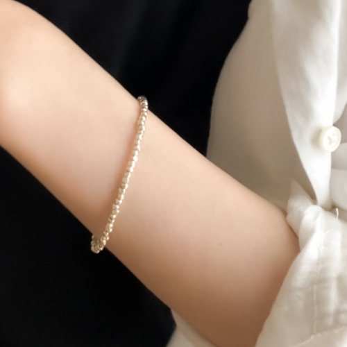 ユニセックス モチーフなしのシンプルシルバー ビーズブレスレット