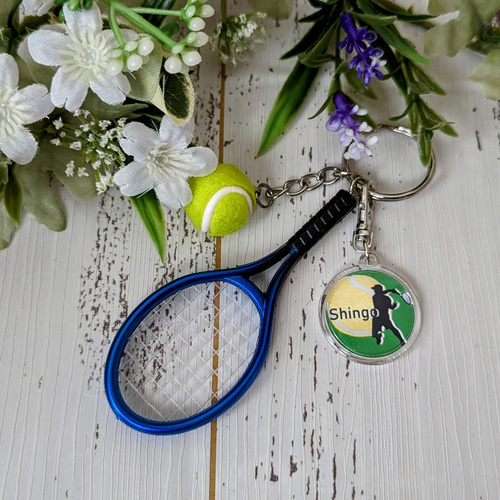 再販 名入りキーホルダー【テニス】 卒業記念、部活バック、プレゼント