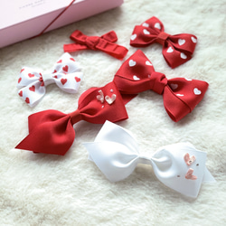 キッズバレンタインハート飾り付きリボンゴム　＊赤、白＊ 3枚目の画像