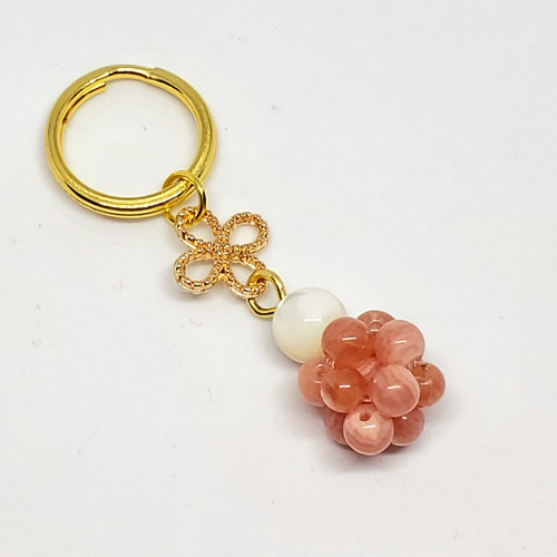 天然石＊インカローズ&マザーオブパール＊キーホルダー＊チャーム