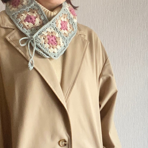 冬のお出かけに》手編み ペールカラー＊3WAY♢ミニマフラー・大人の 
