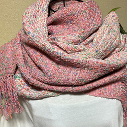 手織り　大人可愛い桜色のストール 10枚目の画像