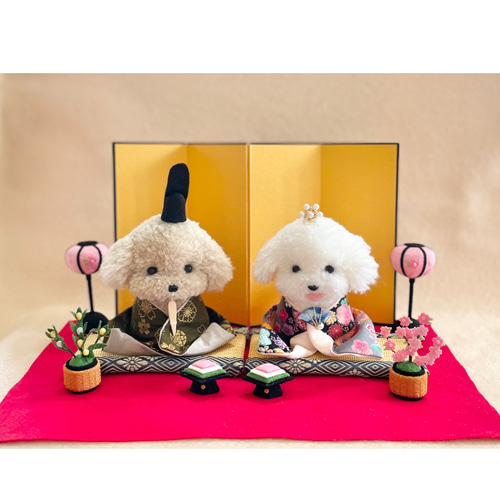 プードルの着せ替えお雛様 （黒・深緑） ビションフリーゼ プードル