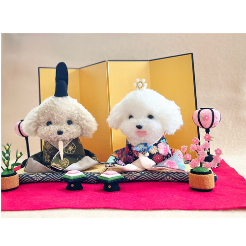 プードルの着せ替えお雛様 （黒・深緑） ビションフリーゼ プードル