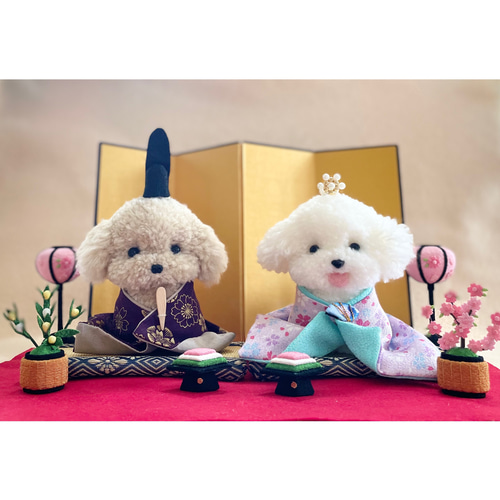 プードルの着せ替えお雛様 （薄紫・紫） ビションフリーゼ プードル