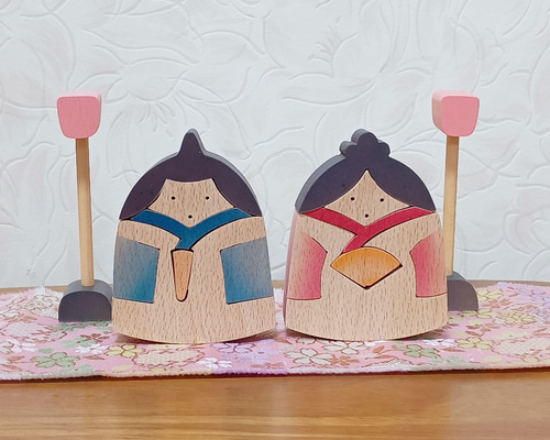 シーグラスアート『 ひな祭り～お内裏様とお雛様～』 かわいいおひな様 雛人形 お内裏様とお雛様 ひな祭り 木製 木工 -9b