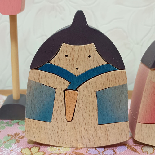 かわいいおひな様 雛人形 お内裏様とお雛様 ひな祭り 木製 木工 -9b