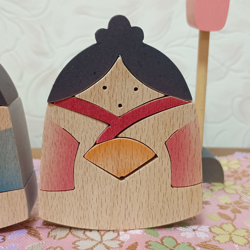 かわいいおひな様 雛人形 お内裏様とお雛様 ひな祭り 木製 木工 -9b