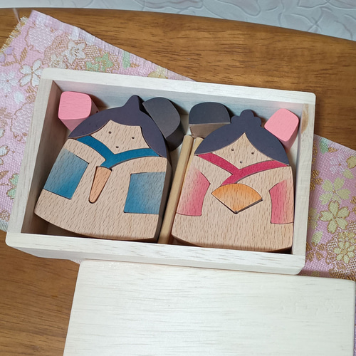 かわいいおひな様 雛人形 お内裏様とお雛様 ひな祭り 木製 木工 -9b