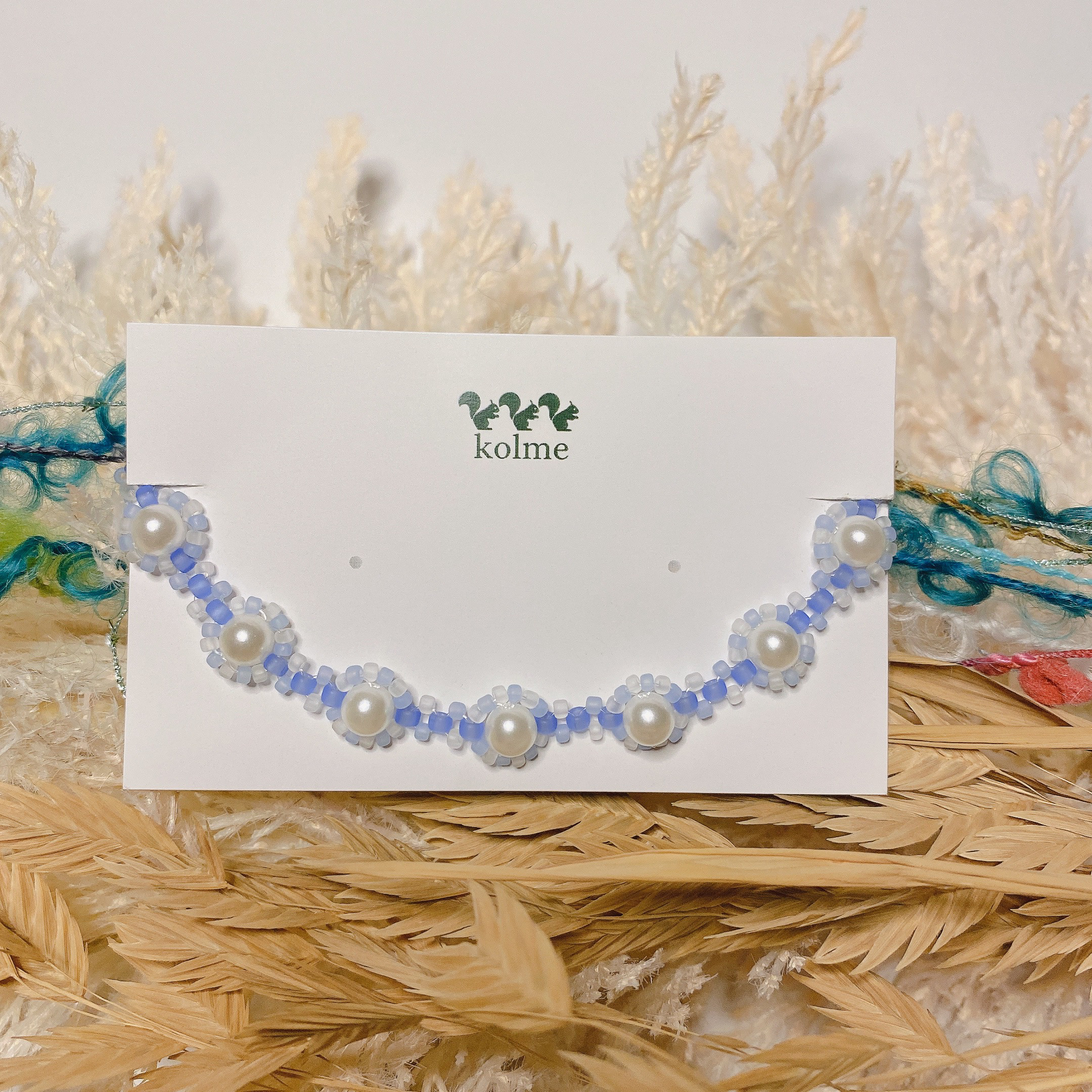 ビーズネックレス】マットブルー ※受注製作※ ブレスレットとして