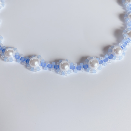 オリジナルビーズネックレス　ハンドメイド　カスタム可能 ビーズファクトリー ダイヤモンドデュオビーズ＆クォーター