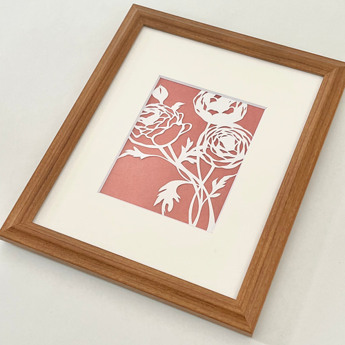 シンプルな花の切り絵【額入り】 切り絵 アトリエAika 通販