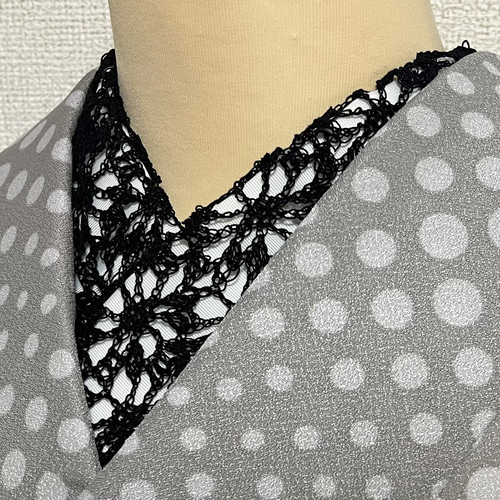 m* ハンドメイド半幅帯No,48＋黒レース半襟 おまとめ m* ハンドメイド