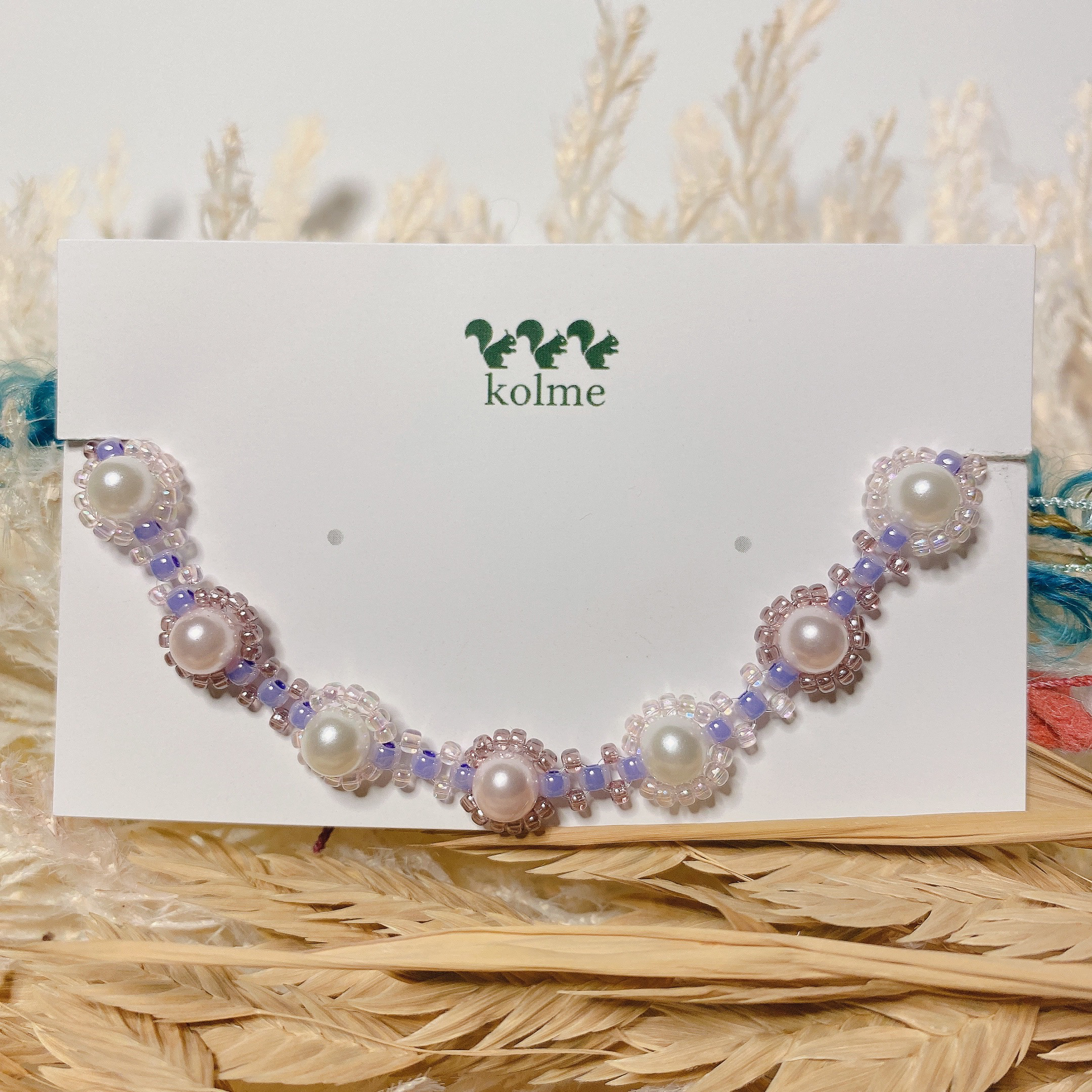 【ビーズネックレス】ピンクパープル※受注製作※　ブレスレットとしても使える(2way)